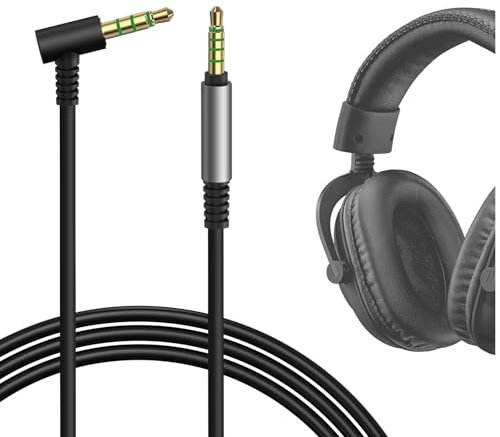 GEEKRIA QuickFit - Cable de audio compatible con Logitech G Pro, G Pro X, G433, G233, cable estéreo de repuesto auxiliar de 5 polos de 3,5 mm (4 pies/4 pies)