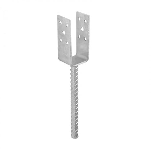 U Pfostenträger - Zink galvanisiert silbern- leicht Typ U - 46x100/305x40x4,0 Pfostenanker - Balkenschuh U profil - Pfostenträger zum einbetonieren - Stützenfuß für Zaunpfosten - Holzverbinder