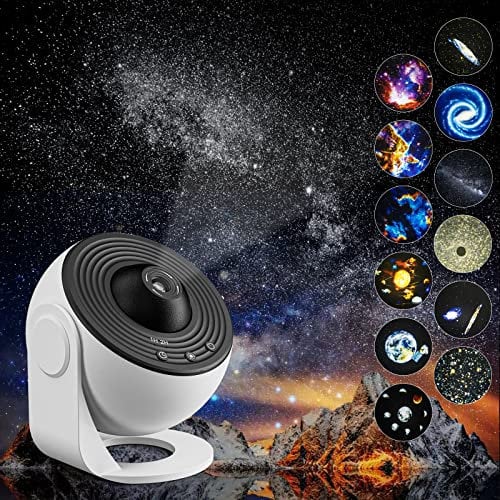Galaxy Projektor, 13 in 1 Home Planetarium Star Light Projektor für Schlafzimmer 360° rotierenden Nebel Lampe Sternenhimmel Nachtlicht mit 12 Sonnensystem Konstellation Mond für Kinder Erwachsene