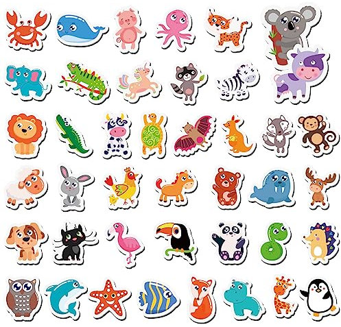 kramow Magnetic Animals,Refrigerator Magnets for Kids,42 Pieces,Animals Fridge Magnet,Kids Educational Toys for 3 year old 4 year old, 5 x 5 cm