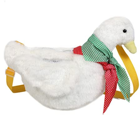 gofidin Enten-Schultertasche, Handtasche, Mädchen, Tragetaschen, pelzig, flauschig, niedlich, Plüschente, Mehrfarbig