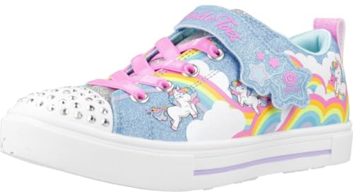 Skechers Mädchen Twinkle Sparks Jumpin' Clouds Sneakers, Blue Synthetic/Multi Trim, 33 EU