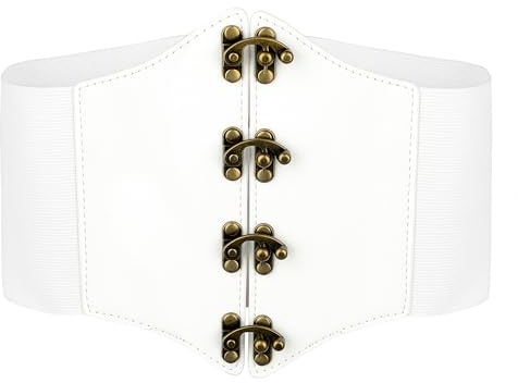 BlackButterfly Hook Corset Waist Belt | Shaped Faux Leather Panel, 4 Hook Front Fastenings, Halloween & Costume Ready, Cinches the Waist, Sizes S-XXL