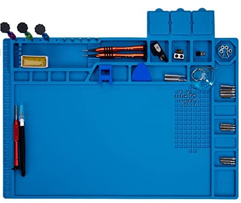 Premium Heat Resistant 932°F 17.3 x 11.8 Silicone Soldering Mat, Large Magnetic Electronic Repair Work Mat for BGA and Gun Soldering Iron, Workbench, Cell Phone Laptop Repair