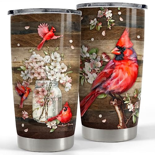 SANDJEST Cardinal Tumbler Isolierbecher aus Edelstahl, 590 ml, für Kaffee, Reisen, Tasse, Geschenk für Frauen, Geburtstag, Weihnachten