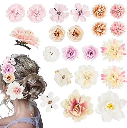 21 Stück Blumen Haarschmuck, Rutschfest Blumen Haarklammer Große für Dickes Dünnes Haar Mädchen Frauen Haarschmuck, Hair Accessories for Girls, Women, Party, Beach, Women's Hair Accessories, Party