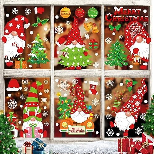 Baynetin 137 Stück Weihnachten Fenstersticker, Weihnachten Fensterbilder, Doppelseitige Wiederverwendbare Statisch Haftende PVC Aufkleber für Weihnachten Dekoration (9 Blatt, 20x30cm)