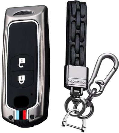 KUNIO Keyless Schlüsselhülle Passt für Mazda 2 3 6 CX3 CX5 CX-5 CX-3 BMI MX5 CX7 CX-7 Schutzhülle Metallgehäuse Schlüsselcover Schlüsselanhänger 2 Tasten A Schwarz