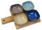 Lesser & Pavey Snack Dishes & Wood Trays for Food Serving | Wood Snacks Serving Platter with Bowls | Colourful Designers Round and Square Food Serving Tray Set of 4 - Elements