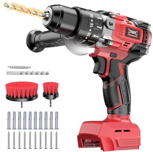 Cordless Drill Set for Milwaukee M18 Battery, 20+3 Torque Setting Power Drill Driver Set, 1/2 Inch Keyless Chuck Brushless Compact Driver/Drill Kit Tool (Battery Not Included)