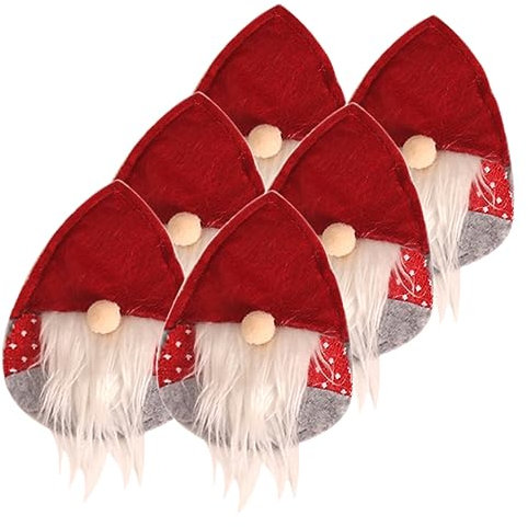 ABOOFAN 6St Weihnachtsbesteck geschirrtücher weihnachtsmotiv weihnachtsessen Weihnachtsgeschirrhalter Bestecktaschen mit Weihnachtsmütze Weihnachtsschmuck Weihnachtsdekorationen