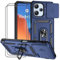 Dechyi Funda para Xiaomi Redmi 12/Redmi 12 5G Carcasa Cubierta de Cámara Deslizante Vidrio Templado con Soporte de Anillo-Azul