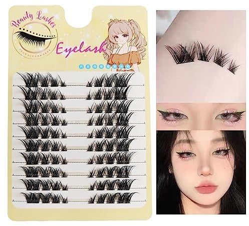 Fox Eye False Eyelashes Natural Wispy Individual Lashes, 3D C-6~13mm Cluster Lashes Pack for DIY Premade Fans Artificial Eyelash Extension