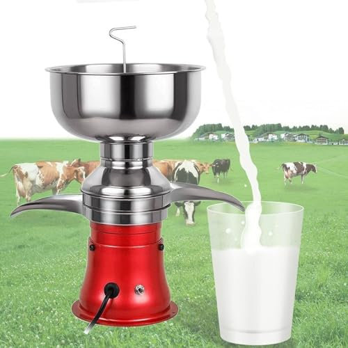 ZIJINGY Electric Milk Skimmer , Milky Cream Separator for Farmer, Electric Fresh Milk Cream Separator for Cow Milk 50L/H Milk and Cream Butter Separator Machine (Color : Red)
