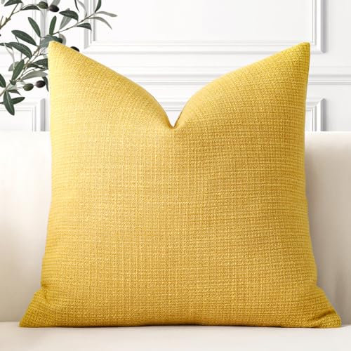 Artscope 1er Set Kissenbezug Einfarbig Wurfkissenbezug Leinen Kissenbezüge 60x60cm Moderne Dekokissen Kissenhülle Set Kissen Fall für Sofa Schlafzimmer Zuhause Dekor, Gelb