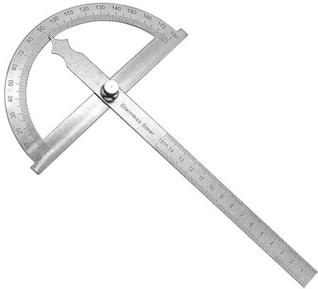 Voarge Winkelmesser 0-180 Grad Verstellbarer Rundkopf Winkelmesser Einstellbare Messwerkzeug für Holzbearbeitung, in der mechanischen Verarbeitung(150mm)