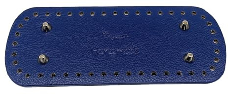 JSGHGDF Fondi fatti a mano con 44 fori in pelle ovale rotonda borsa base all'uncinetto accessori per borse a maglia borse a secchiello, Blu, s