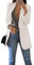 OMZIN Femmes Blazer Nouveau Printemps Costumes Élégant À Manches Blazer Couleur Unie Fit Revers Bureau d'affaires Veste Manteau Court Blanc XL