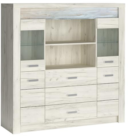 Lomadox Highboard Sideboard Kommode Wohnzimmerschrank modern in weiß
