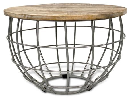 Amago home Couchtisch rund ø55/60/65/75cm Beistelltisch Industrie Style Metall Gestell Farbe Lexington ø 55cm Altsilber/weiß gekälkt