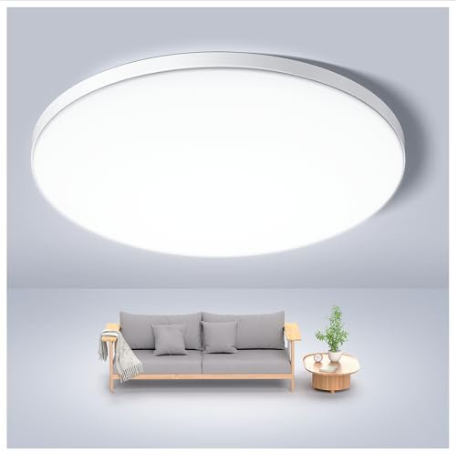 JONMONSM Led Deckenleuchte 18W, IP54 Wasserfest, 2000LM 6500k, Rund Lamp Deckenlampen für Badezimmer, Schlafzimmer, Küche, Flur, Kaltweiß
