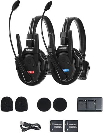 SYNCO XTalk XPro 2.4GHz Drahtlose Gegensprechanlage Headset Voll-Duplex Zufälliger Masterentwurf 1640ft/500m 24H Batterie (XPro2 (2PCS))