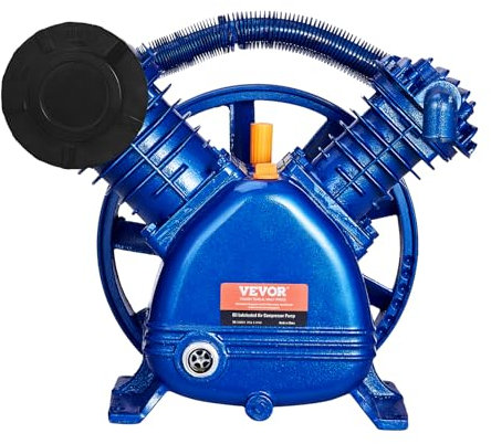 VEVOR Luftkompressor-Pumpenkopf, 5,5 PS, 5,75 CFM bei 90 PSI, ölgeschmierter Luftkompressor-Kolbenpumpenkopf mit zwei Zylindern, zweistufiger V-Typ-Luftkompressor-Pumpenersatz