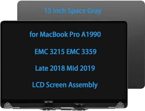 Pantalla de repuesto de 15 pulgadas para MacBook Pro A1990 EMC 3215 EMC 3359 finales de 2018 mediados de 2019 Retina LCD (gris espacial)
