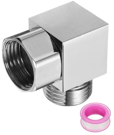 sourcing map G1/2 Shower Diverter Valve 2 Way, Stainless Steel Bidet Square Adapter Connector Hose Fitting Tee with PTFE Tape and Gasket for Bidet Angle Valve Hose Toilet Faucet, (35mm,Silver