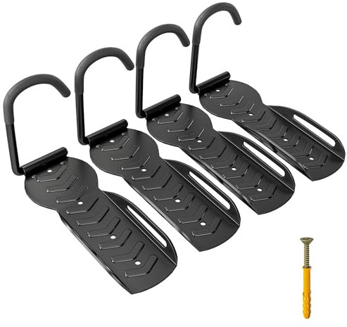 SPORTNOW 4 Pack Bike Rack, Wall Mounted Bicycle Hanger Hook, Foldable Garage Bike Wall Rack, Bicycle Storage Holder for Indoor Outdoor Use