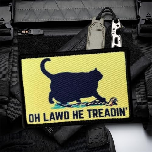 Oh Lawd He Treadin Patches Klett Lustige Katze Und Schlange Militär Morale Hook Aufnäher Für Rucksäcke, Jacken, Jeans, Kappen, Kleidung