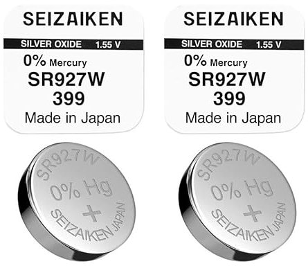 SEIZAIKEN 399 SR927W - Pilas de botón (2 unidades, 1,55 V, óxido de plata, 0% mercurio, 100% fabricadas en Japón)