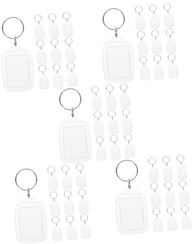 Healvian 60pcs Photo Frame Keychains Transparent Keychain Pendants for Custom Photos Creative Key Charms for and Souvenirs