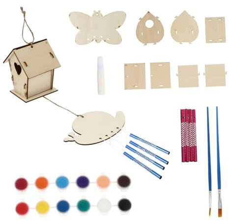 Housoutil Holz Vogelhaus Zum Bemalen Diy Handgemachte Vogelhäuser Mit Farben Ornamente Für Junge Mädchen Bastelprojekt