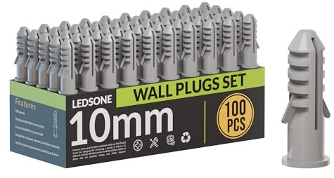 100 Pezzi Tasselli da Muro in Nylon Tasselli Espansione Resistenti per Cemento, 10mm Mattoni, Muro Fissaggio Forte per Interni ed Esterni – Senza Viti