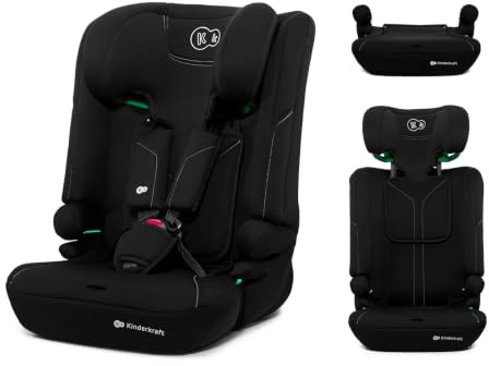 Kinderkraft I-Comfy, Car seat, for Kids, Regulations (76-150cm), Adjustible backcrest, 5-Point Safety Harness, Easy Grow System, for Child, Easy Installation, Black