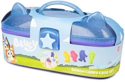 rightclick Bluey Playdough Carry Case Set – Bluey Stickers, Cutters, Roller, Wipe-Clean Scene; Play Dough/Playdoh Tools & Tubs; Play Dough Sets for Kids 4–5 with Toy Storage