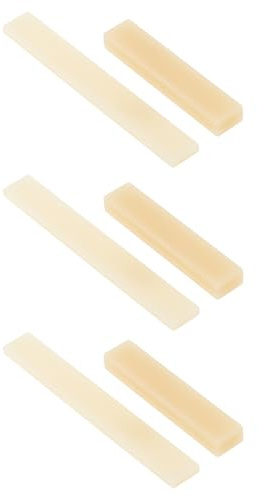 YINETTECH 3 Pcs Packs Unbleached Cow Bone Guitar Nut Saddle 52x10x6mm 80x3x10mm for Electric Guitar Bass Ukulele