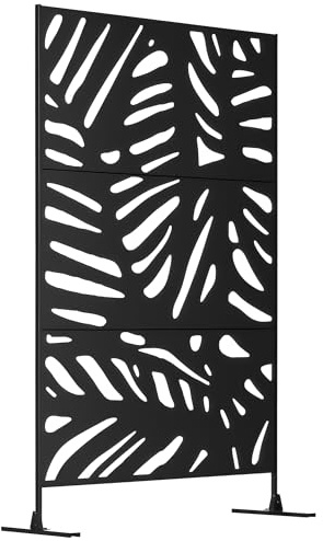 Outsunny Biombo de 3 Paneles Exterior con Soporte 122x198 cm Negro