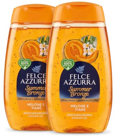 Summer Bronze Docciaschiuma Prolunga Abbronzatura, Shower Gel Felce, 250ml, Fragranze Melone e Tiaré o Menta Acquatica, Set da 2 o 4 Pezzi (Set da 2 Flaconi, Melone e Tiaré)
