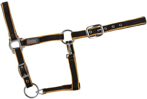 USG 15050007 Halfter, silberfarbene Beschläge, Soft unterlegt, Schwarz/Orange, Warmblut