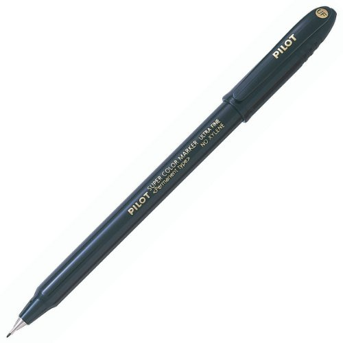 Pilot Super Colour Ultra Fine Marker 1.0 mm Tip - Black, Box of 12