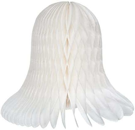 Honeycomb Paper Bell Christmas Wedding Decoration Hanging Bell 20cm Wide White