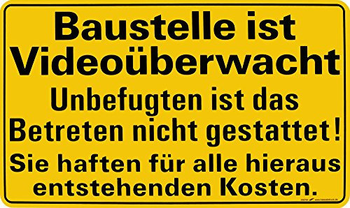 Hinweisschild - Baustelle ist Videoüberwacht - 308764 - Gr. 50 x 30 cm