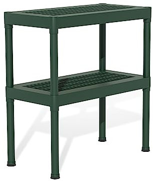 Palram - Canopia Rion 2-Tier Workbench Steel Greenhouse Potting and Nursery Work Table Shelf for Garage, Garden, and Green Houses, Shelves for Plants and Equipment 31.4''x15.7''x33.4'' (Forest Green)