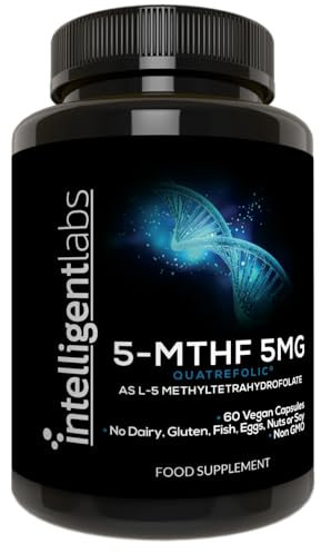 5MG L-5 MTHF by Intelligent Labs, L-5 Methylfolate Activated Folic Acid Supplement as Quatrefolic Acid, Activated Folate