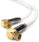 deleyCON 5m Cavo Antenna SAT HDTV Cavo Satellitare Cavo Coassiale 2x ad Angolo Connettore F (90° Gradi) al Connettore F (90° Gradi) - Connettore Metallico - Bianco