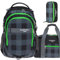 Elephant 3 Teile Set Schulrucksack HERO Signature Rucksack + Sporttasche + Mäppchen (Plaid Green (12609 Schwarz GRÜN)
