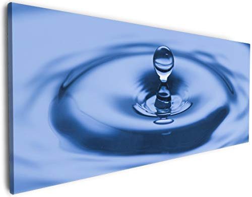 Wallario XXXL Riesen- Leinwandbild Wassertropfen im blauen Wasser - Wandbild 80 x 200 cm Brillante lichtechte Farben, hochauflösend, verzugsfrei, Kunstdruck