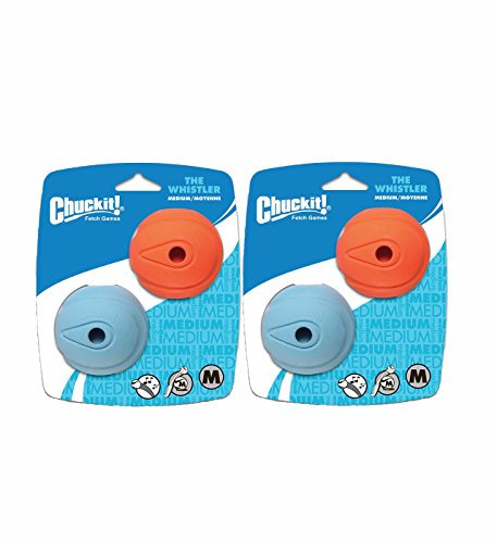 Chuckit! Hund Spielzeug zum Holen Whistler Ball Laut Spielen passt Launcher MEDIUM 4 Bälle